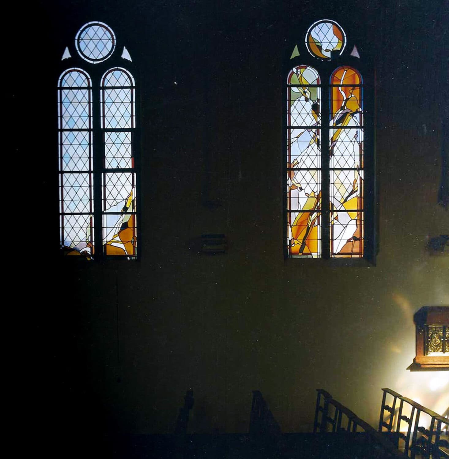 Glasraam in de Sint-Godelievekerk, Heule-Watermolen