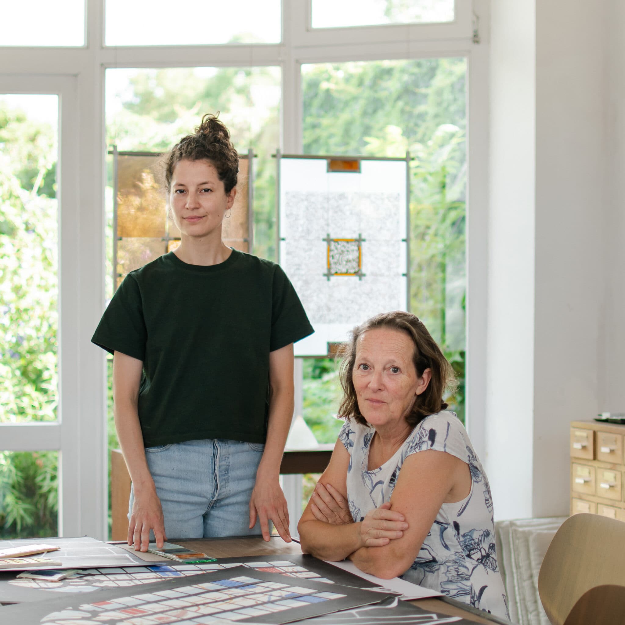 Glasraam in het atelier van Atrium Glaskunst